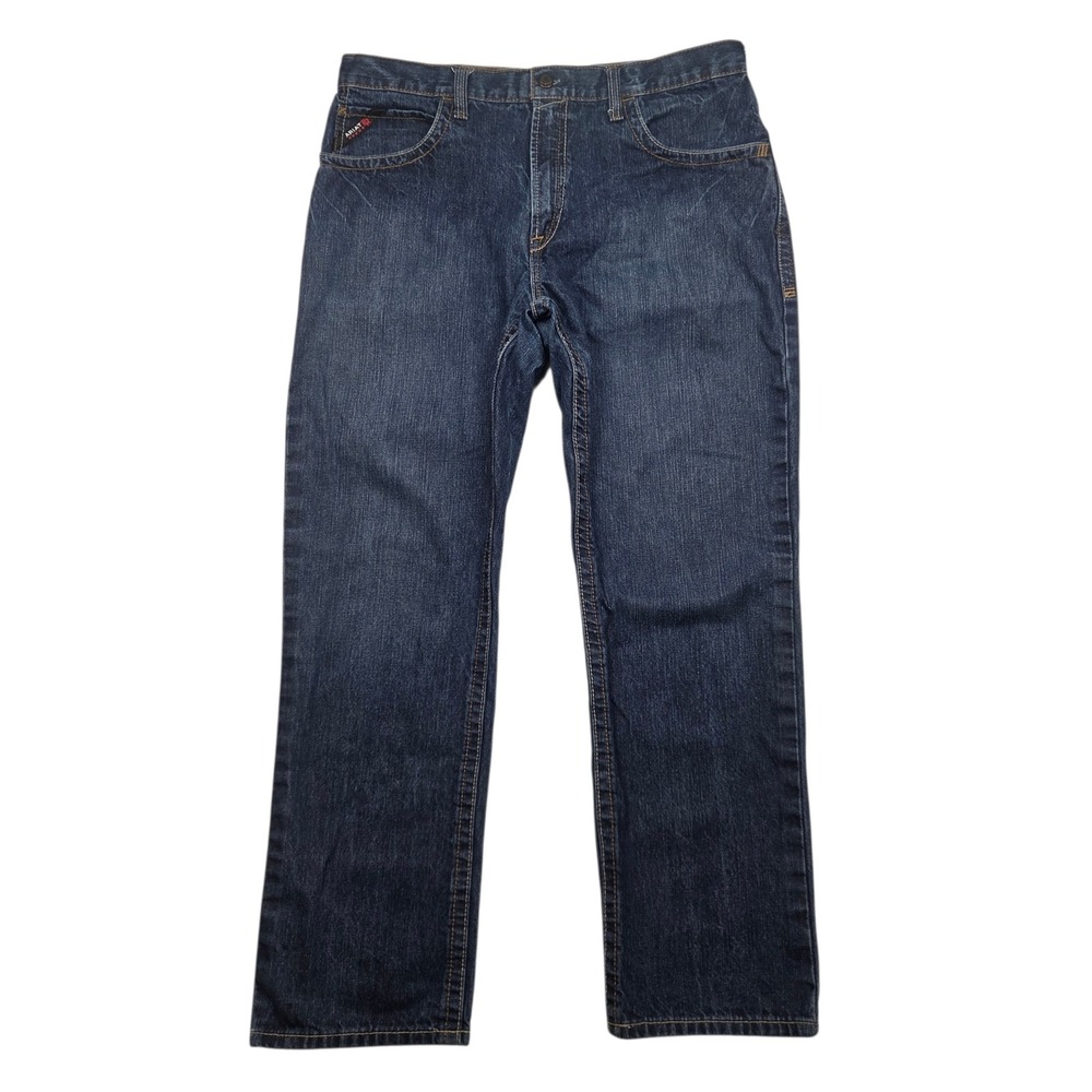 Ariat FR M3 Loose Straight Jeans Men 38x34‎ (Fits 38×32) Dark Blue Workwear